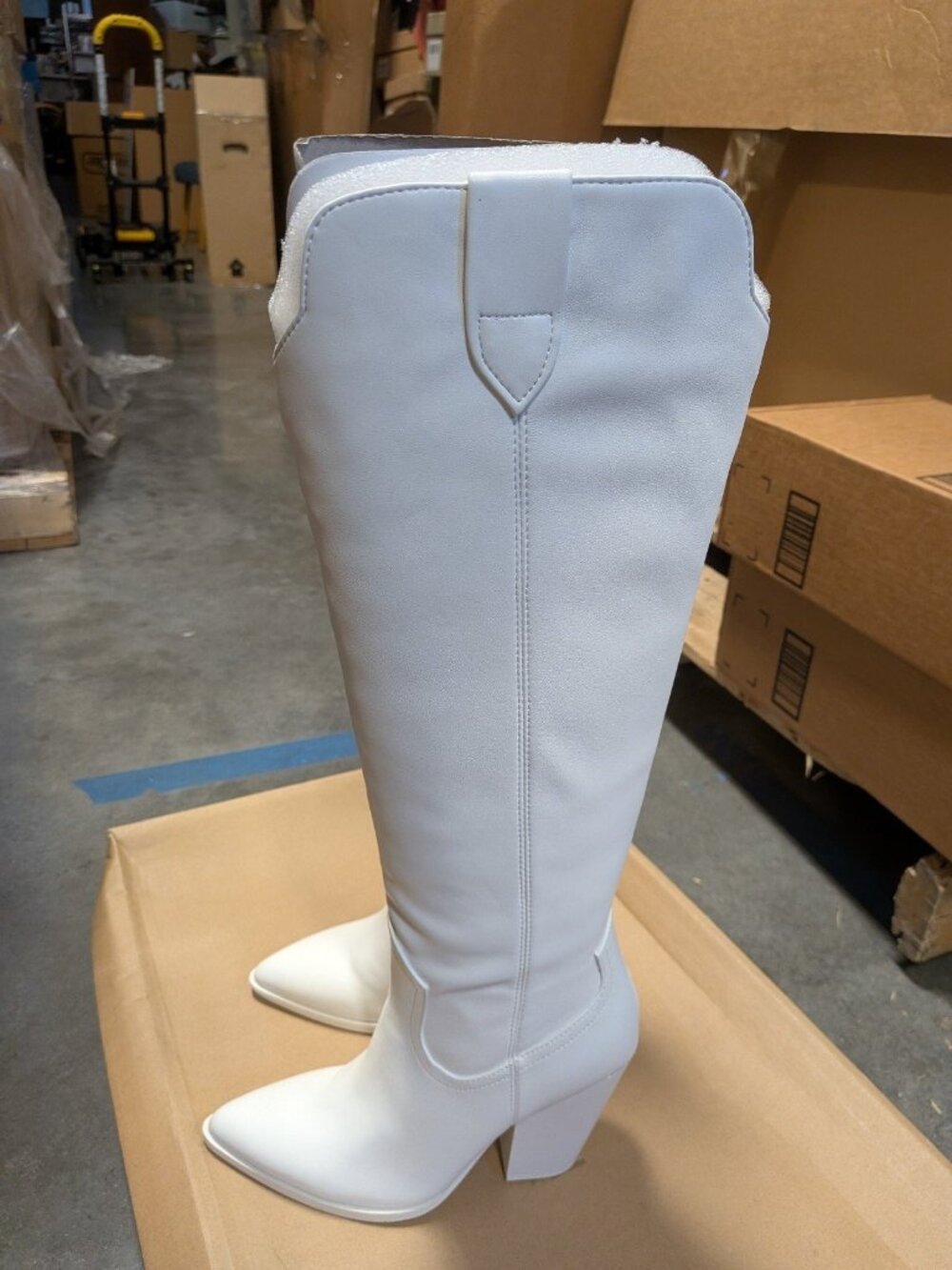 Steve Madden Womens Tessy Leather Cowboy, Western Boots White 5.5 - Picture 4 of 7